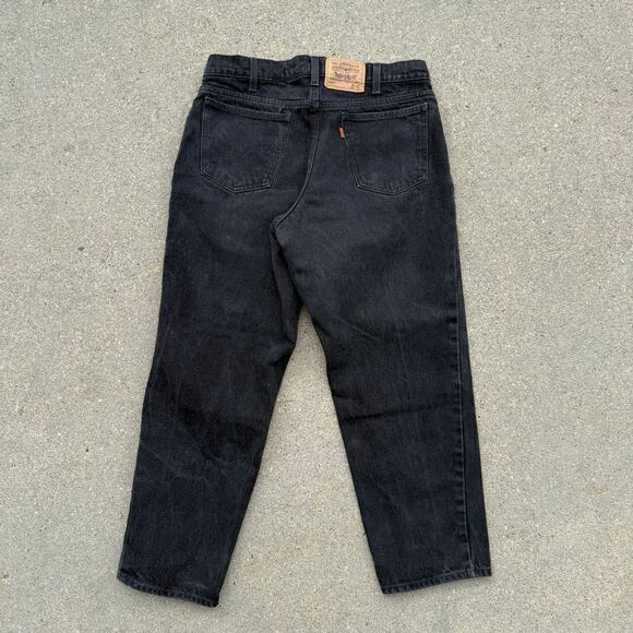 VTG 90s Levi's 550 Black Relaxed Fit Jeans Orange Tab Husky TAG 36x29 FIT 32x26 - Picture 5 of 13